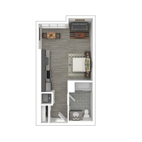 Floor plan for studio, 1 bath