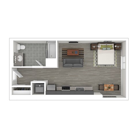 Floor plan for studio, 1 bath, 440 sqft