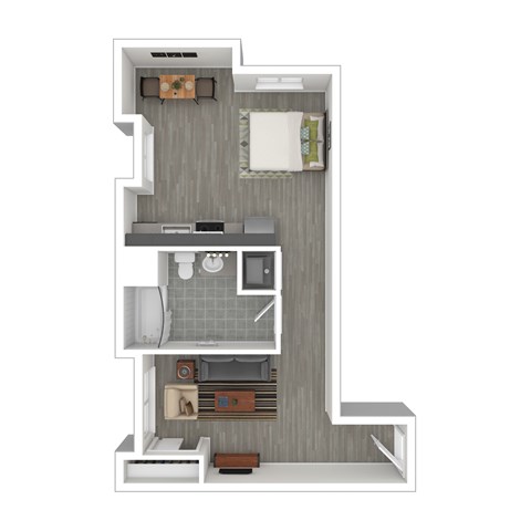 Floor plan for studio, 1 bath