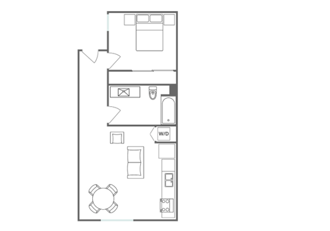 Floor plan for 1 bed, 1 bath, 1 sqft