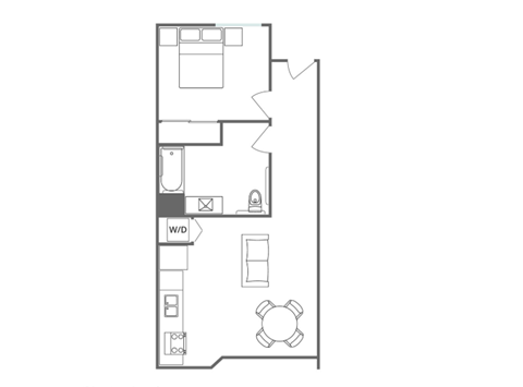 Floor plan for 1 bed, 1 bath, 1 sqft