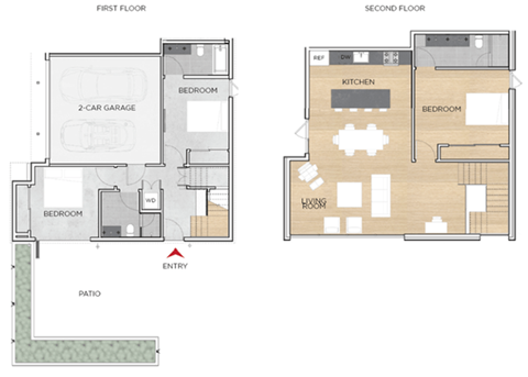Floor plan for 3 beds, 3 baths