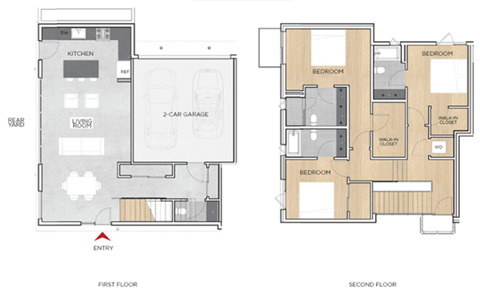 Floor plan for 3 beds, 3.5 baths