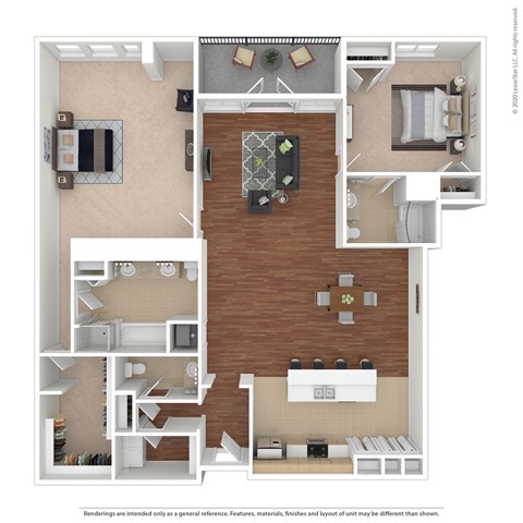 Floor plan for 2 beds, 2.5 baths, 2212 sqft