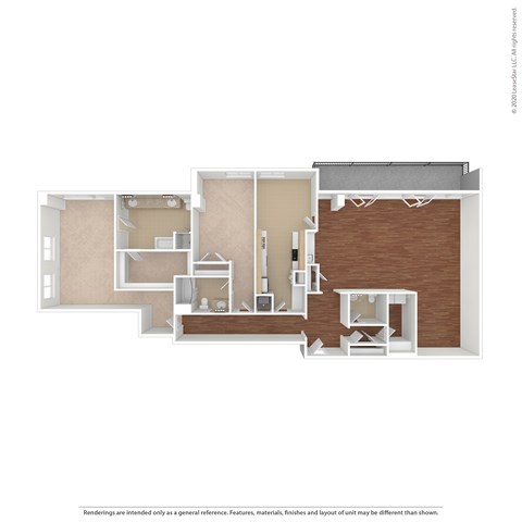 Floor plan for 2 beds, 2.5 baths, 2535 sqft