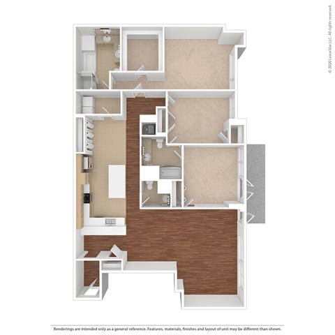 Floor plan for 3 beds, 2.5 baths, 2326 sqft