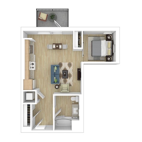 Floor plan for 1 bed, 1 bath