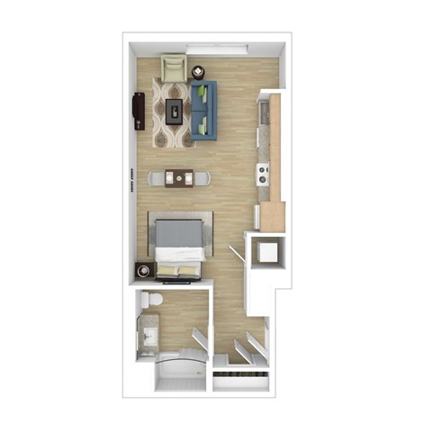 Floor plan for studio, 1 bath, 550 sqft