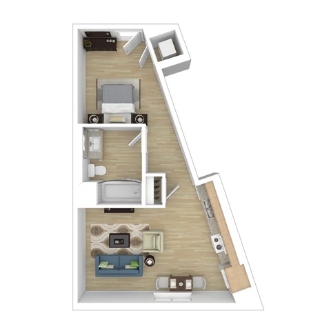 Floor plan for studio, 1 bath, 572 sqft