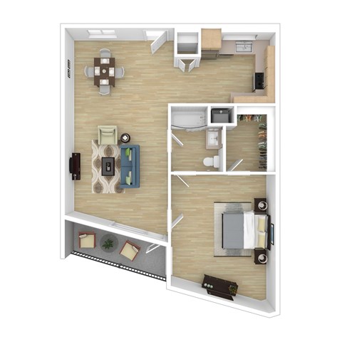 Floor plan for 2 beds, 2 baths