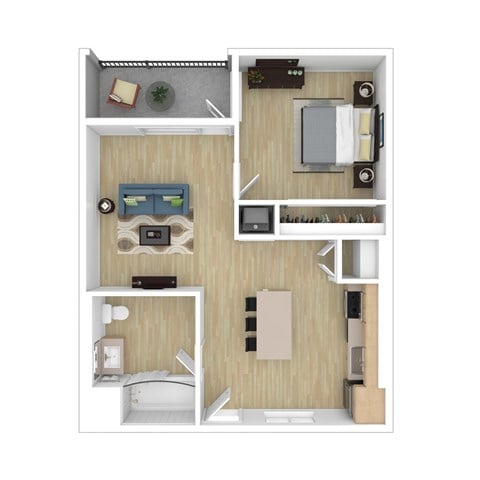 Floor plan for 2 beds, 2 baths