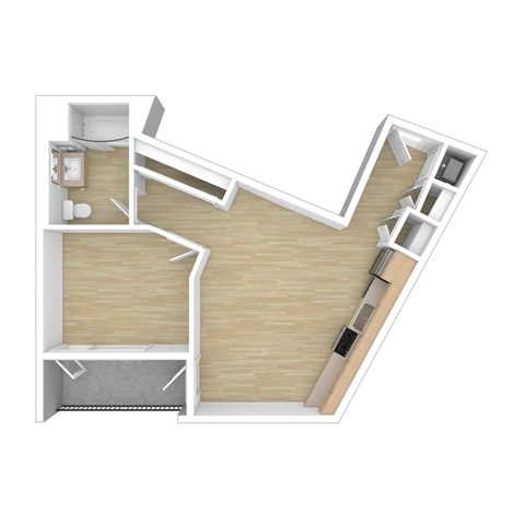 Floor plan for 2 beds, 2 baths