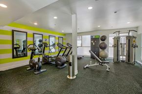 Los Angeles apartment for rent - A gym with a variety of equipment including treadmills, weights, and exercise machines.at 1800 Whitley, Los Angeles, 90028