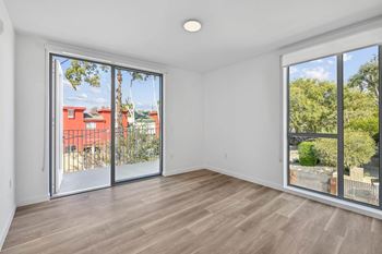 Glass door entry to balcony