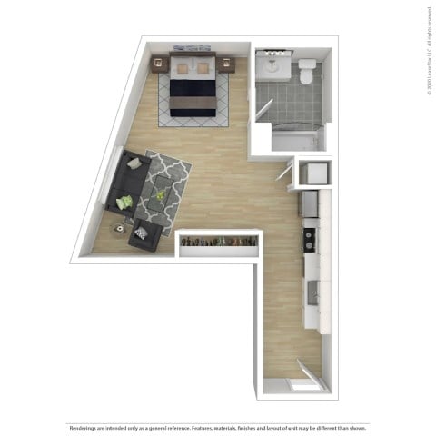 Floor plan for studio, 1 bath, 450 sqft