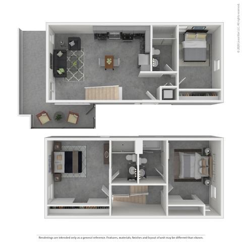 Floor plan for 3 beds, 3 baths