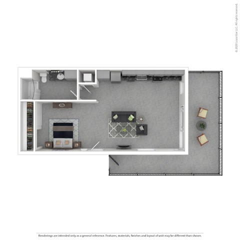 Floor plan for studio, 1 bath, 550 sqft