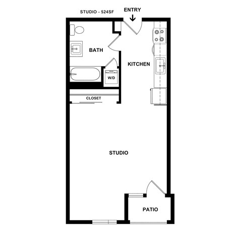 Floor plan for studio, 1 bath, 471 sqft