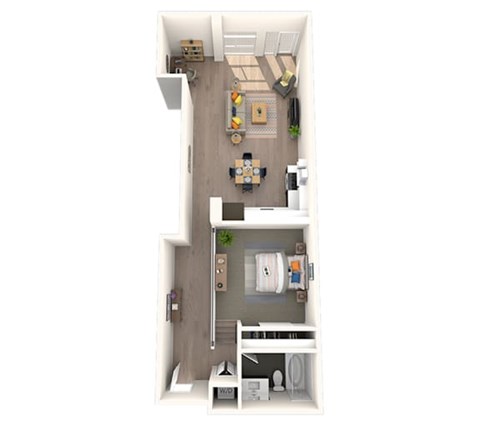 Floor plan for studio, 1 bath, 824 sqft