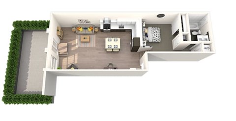 Floor plan for studio, 1 bath, 878 sqft
