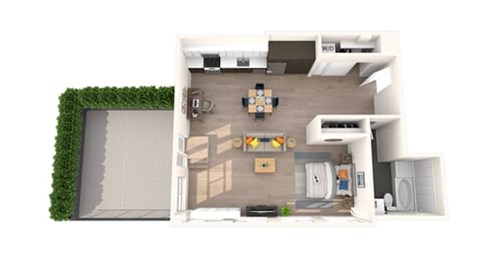 Floor plan for studio, 1 bath, 742 sqft