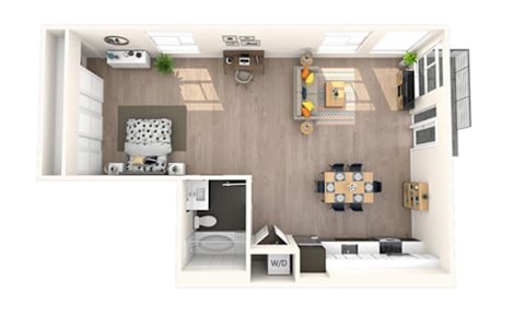 Floor plan for studio, 1 bath, 1111 sqft
