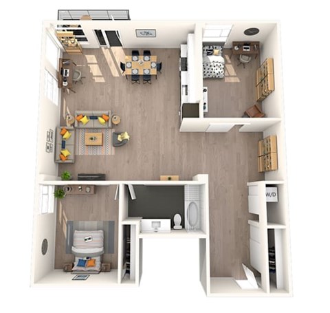 Floor plan for 1 bed, 1 bath, 1158 sqft