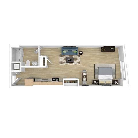 Floor plan for studio, 1 bath, 512 sqft