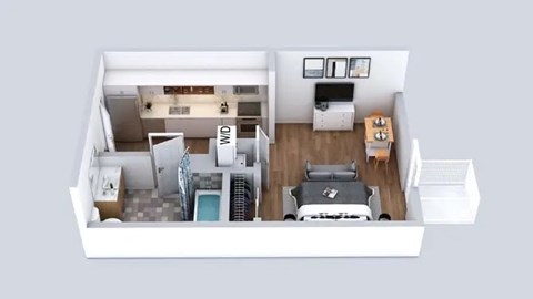 Floor plan for studio, 1 bath, 455 sqft