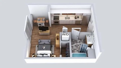 Floor plan for studio, 1 bath, 424 sqft