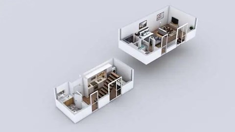 Floor plan for studio, 1.5 baths, 708 sqft