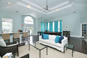 Living room with white couch