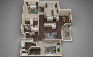Floor plan for 3 beds, 2 baths, 1520 sqft