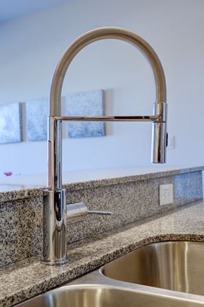 Halifax apartment for rent - A modern kitchen sink with a chrome faucet.