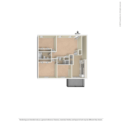 Floor plan for 2 beds, 2 baths, 1168 sqft