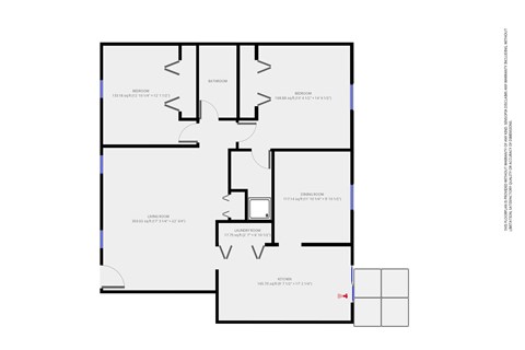 Floor plan for 2 beds, 2 baths, 1091 sqft