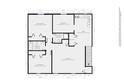 Floor plan for 2 beds, 2 baths, 1140 sqft
