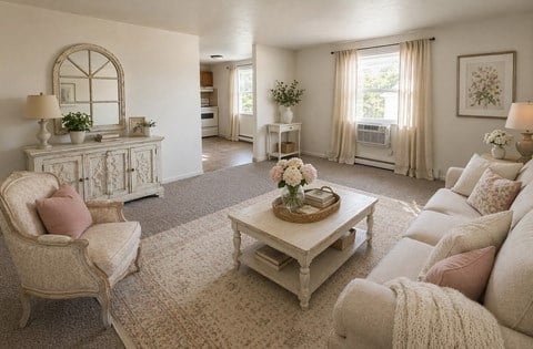 Floor plan for 2 beds, 1 bath, 870 sqft