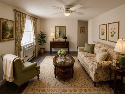 Floor plan for 2 beds, 2 baths, 905 sqft