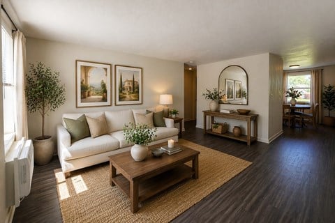 Floor plan for 2 beds, 1 bath, 790 sqft