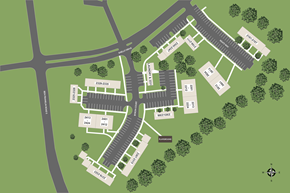 Indiana apartment for rent - A map shows a layout of a parking lot with various numbered parking spaces.