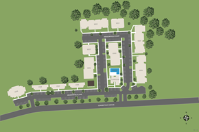 Glenallen apartment for rent - A map of a residential area with roads, houses, and a swimming pool.