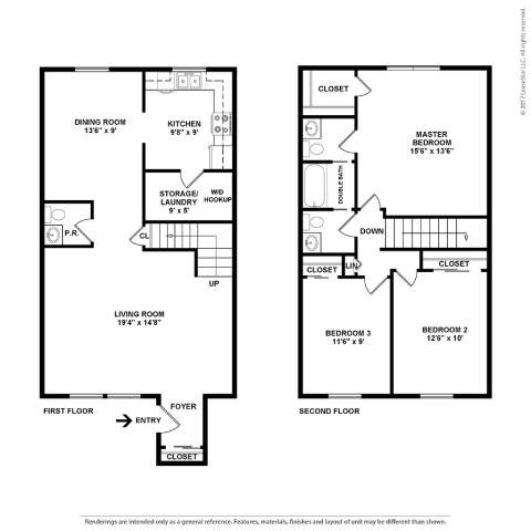 Floor plan for 3 beds, 1 bath, 1230 sqft