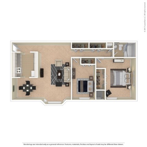 Floor plan for 2 beds, 1 bath, 854 sqft