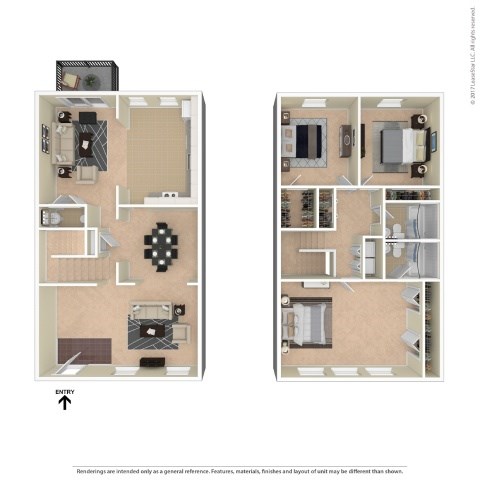 Floor plan for 3 beds, 2 baths, 2300 sqft