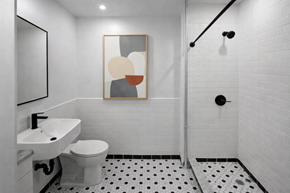 New York apartment for rent - Unit 33 Bathroom.  Photo AI generated