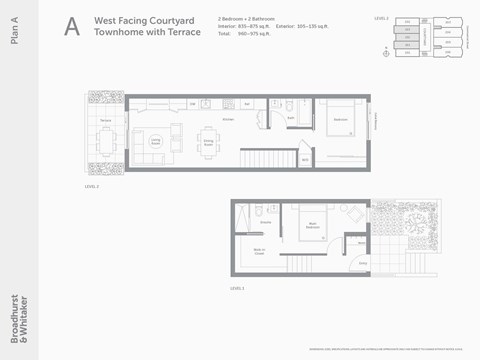 Floor plan for 2 beds, 1 bath, 835 sqft