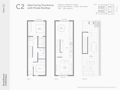Floor plan for 2 beds, 2 baths, 1030 sqft