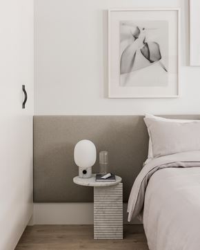 Vancouver apartment for rent - A bedroom with a bed, nightstand, and a picture on the wall.