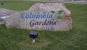 Caldwell apartment for rent - a rock with the words calumbra gardens on it